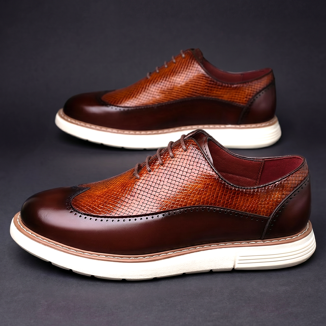 Men's Leather Wingtip Brogues with Cushioned Sole