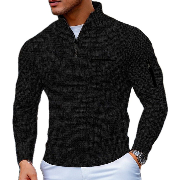 Men's Quarter-Zip Sweater with Sleeve Zip Pocket