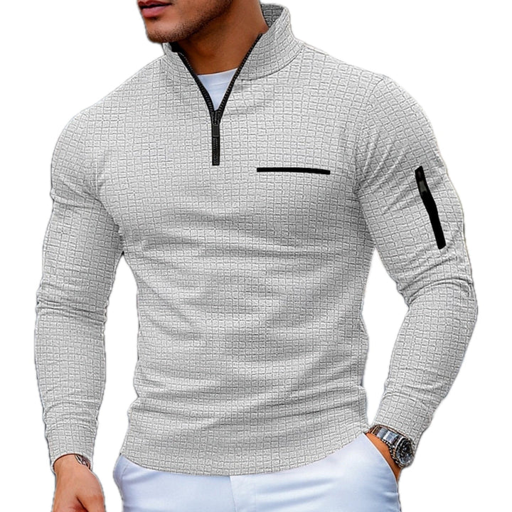 Men's Quarter-Zip Sweater with Sleeve Zip Pocket