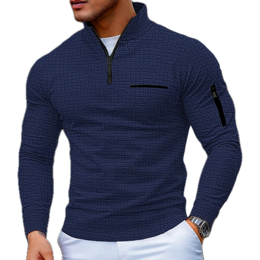 Men's Quarter-Zip Sweater with Sleeve Zip Pocket