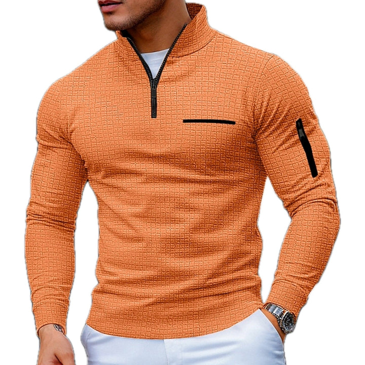 Men's Quarter-Zip Sweater with Sleeve Zip Pocket