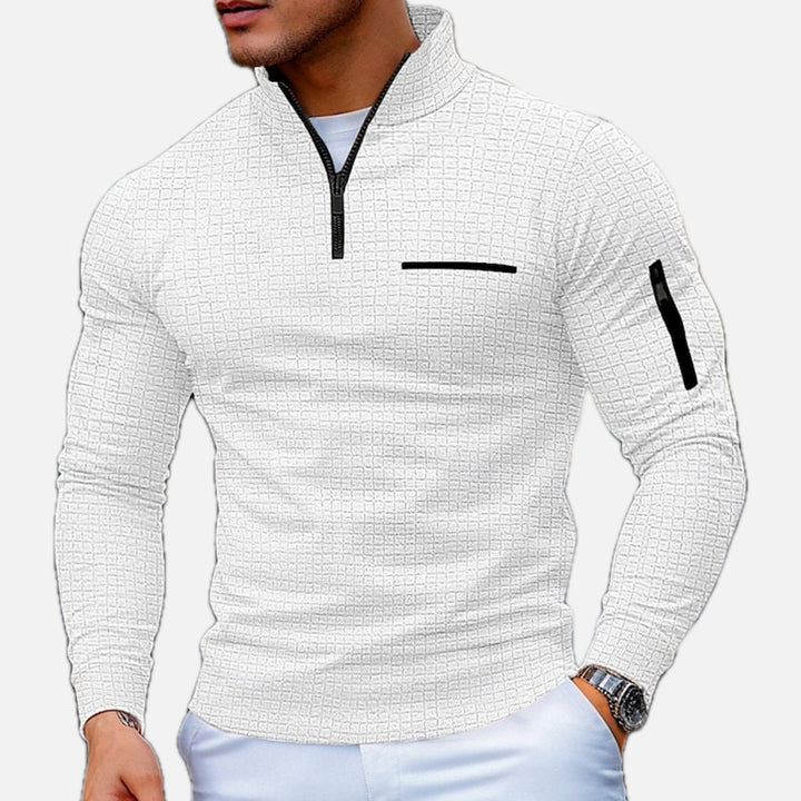 Men's Quarter-Zip Sweater with Sleeve Zip Pocket
