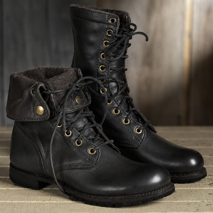 Women's Lace-Up Combat Boots with Cushioned Footbed