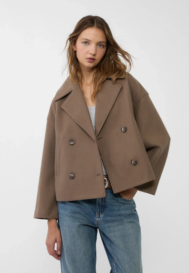 Women's Double-Breasted Short Jacket in Oversized Fit