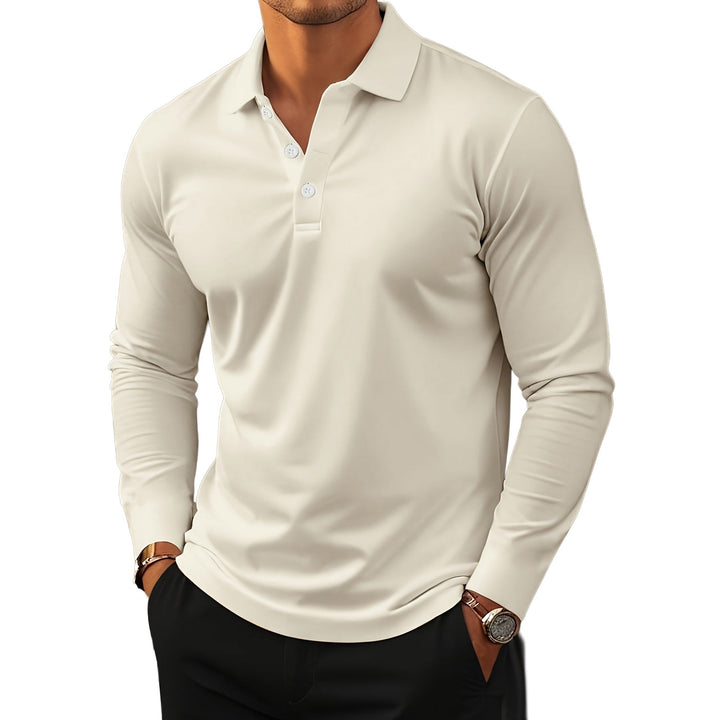 Men's Stretch Long Sleeve Polo Shirt in Modern Fit