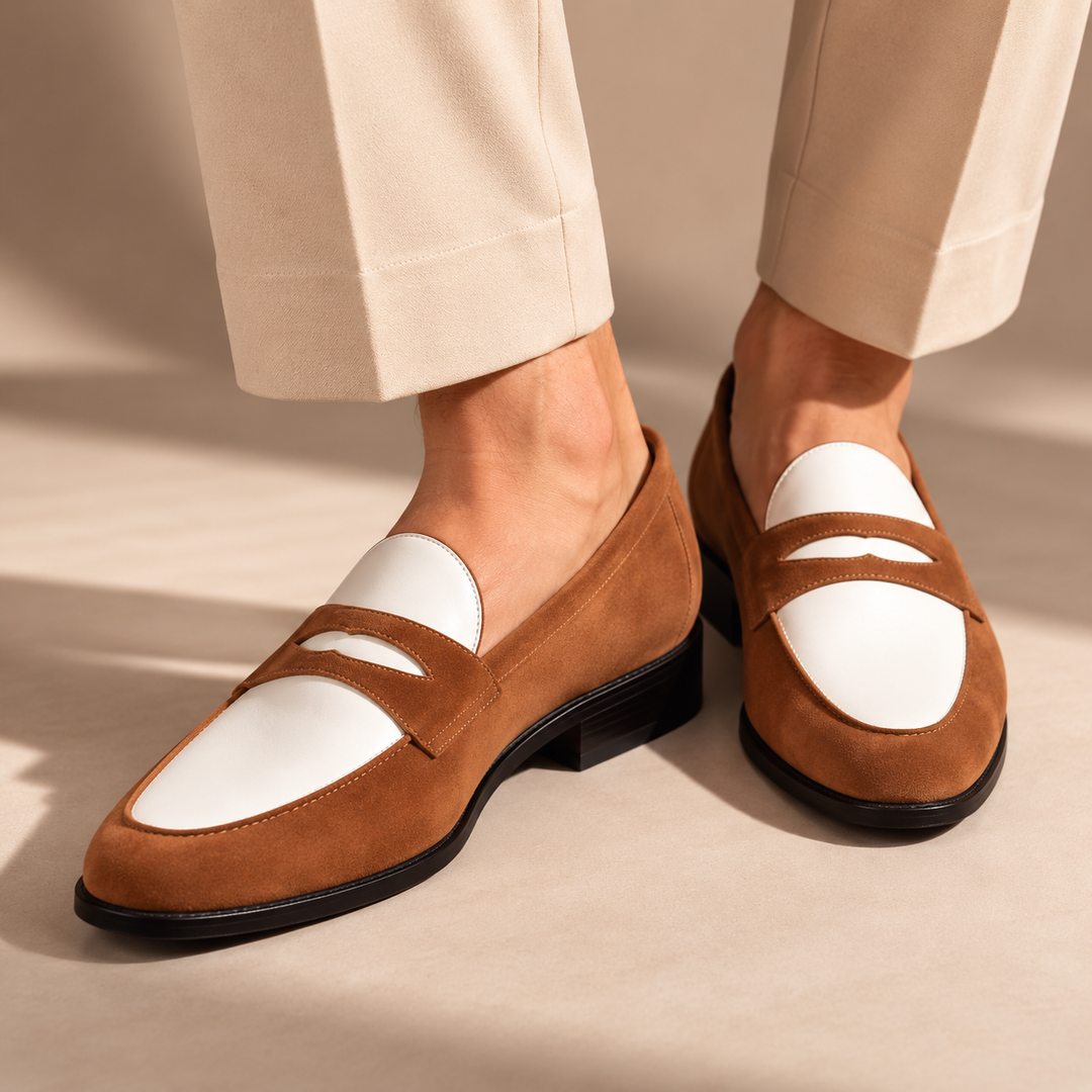 Men's Suede Penny Loafers with Orthopaedic Sole