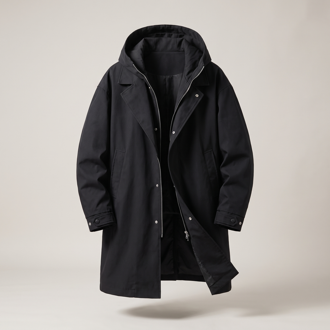 Men's Waterproof Hooded Jacket with Adjustable Cuffs