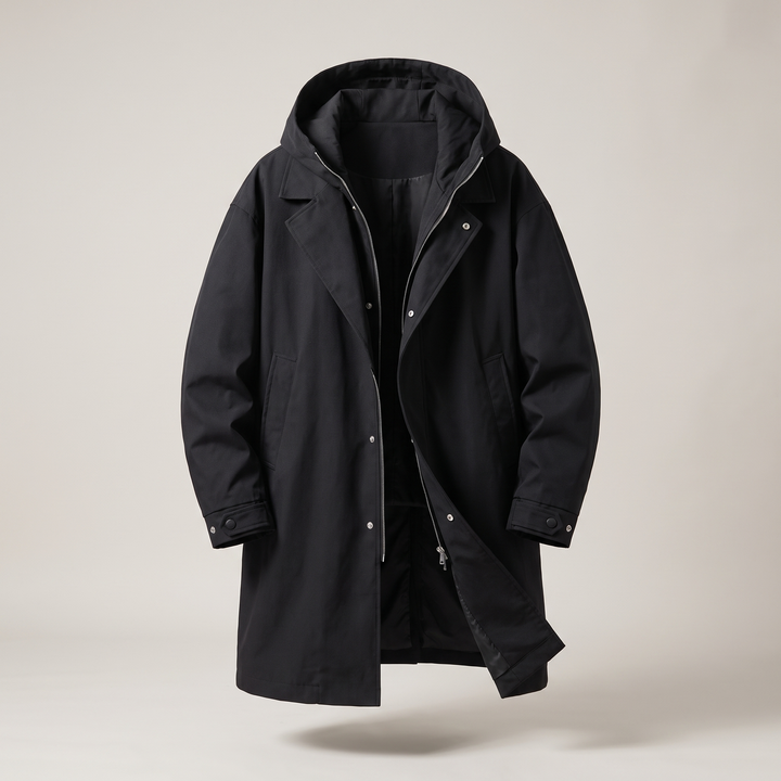 Men's Waterproof Hooded Jacket with Adjustable Cuffs