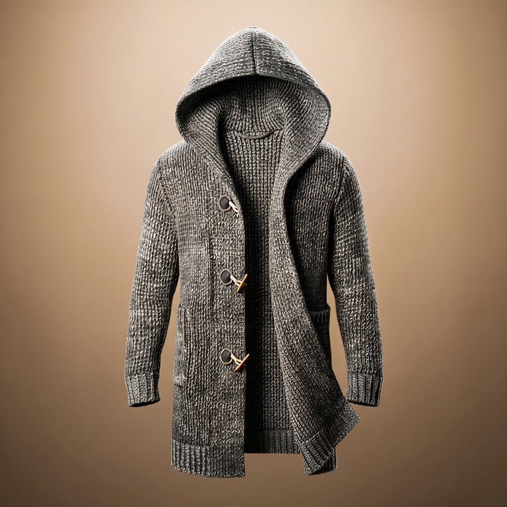 Men's Longline Hooded Cardigan with Toggle Buttons