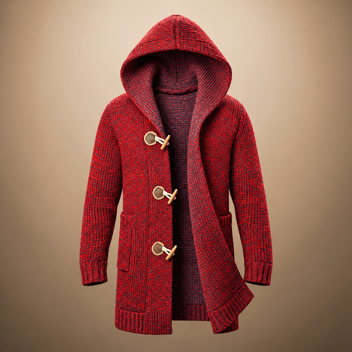 Men's Longline Hooded Cardigan with Toggle Buttons