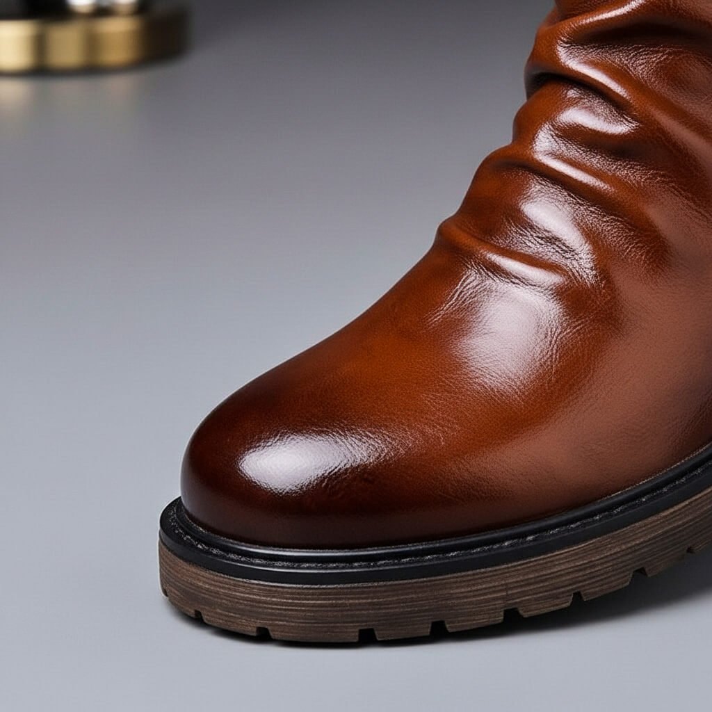 Men's Waxed Ankle Boots with Side-Zip Closure