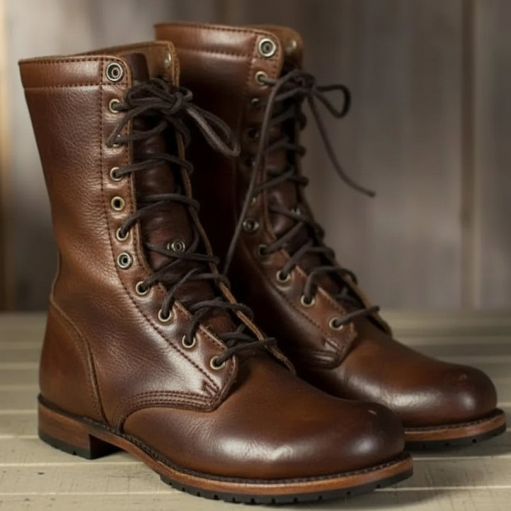 Women's Lace-Up Combat Boots with Cushioned Footbed