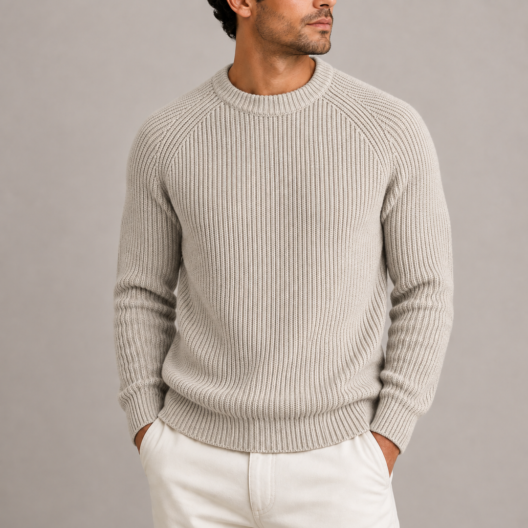 Men's Fisherman Rib Knit Jumper in Regular Fit