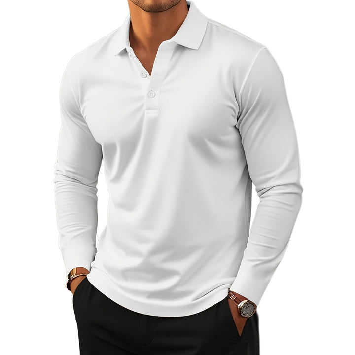 Men's Stretch Long Sleeve Polo Shirt in Modern Fit