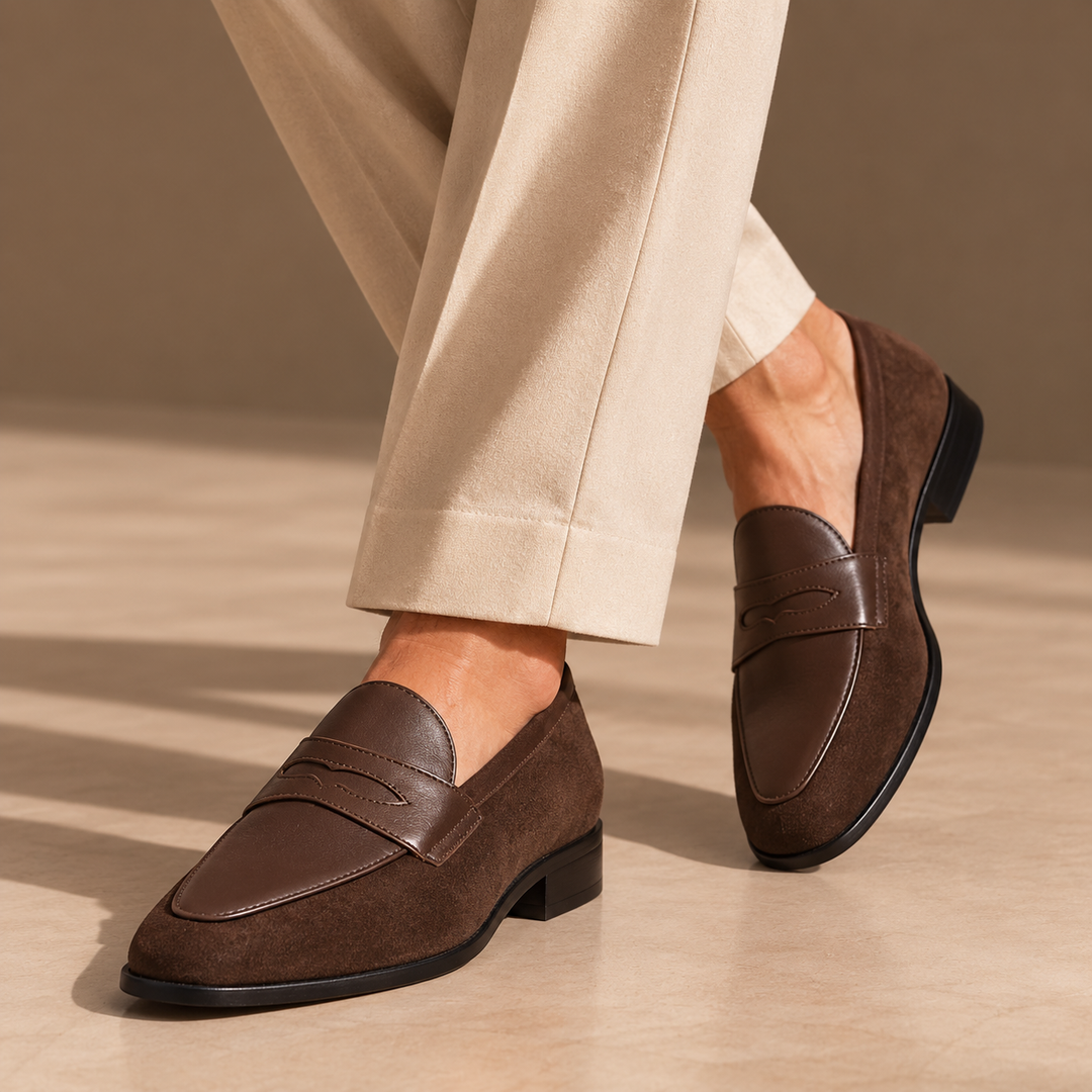 Men's Suede Penny Loafers with Orthopaedic Sole