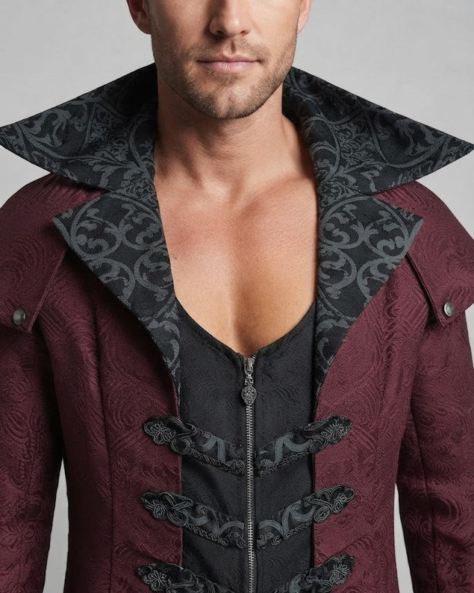 Men's Gothic Tailored Coat with High Collar