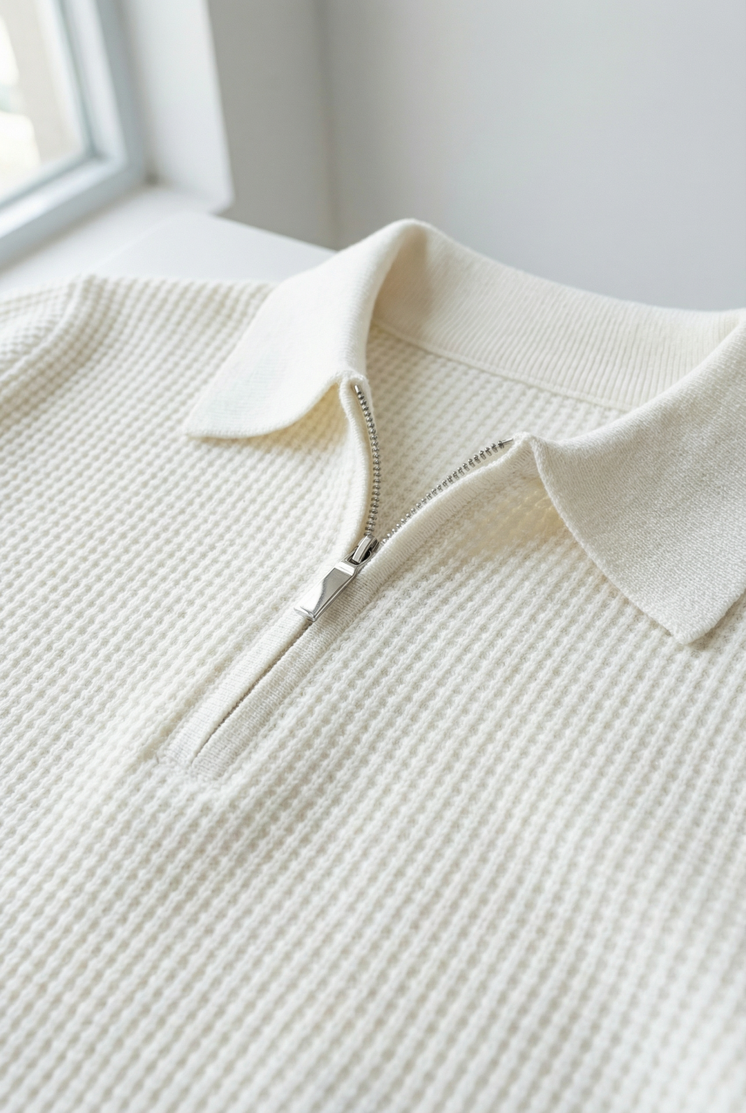 Men's Waffle Knit Quarter Zip Sweater in Fitted Silhouette