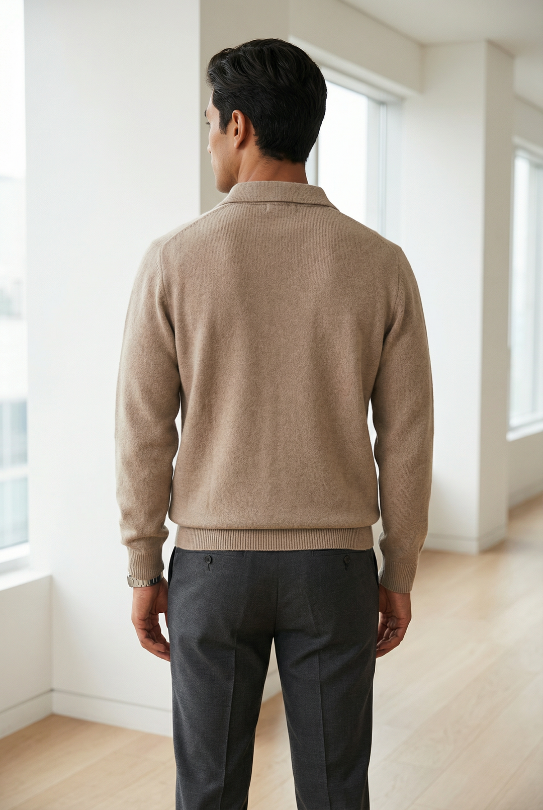 Men's Textured Knit Polo Jumper in a Relaxed Fit