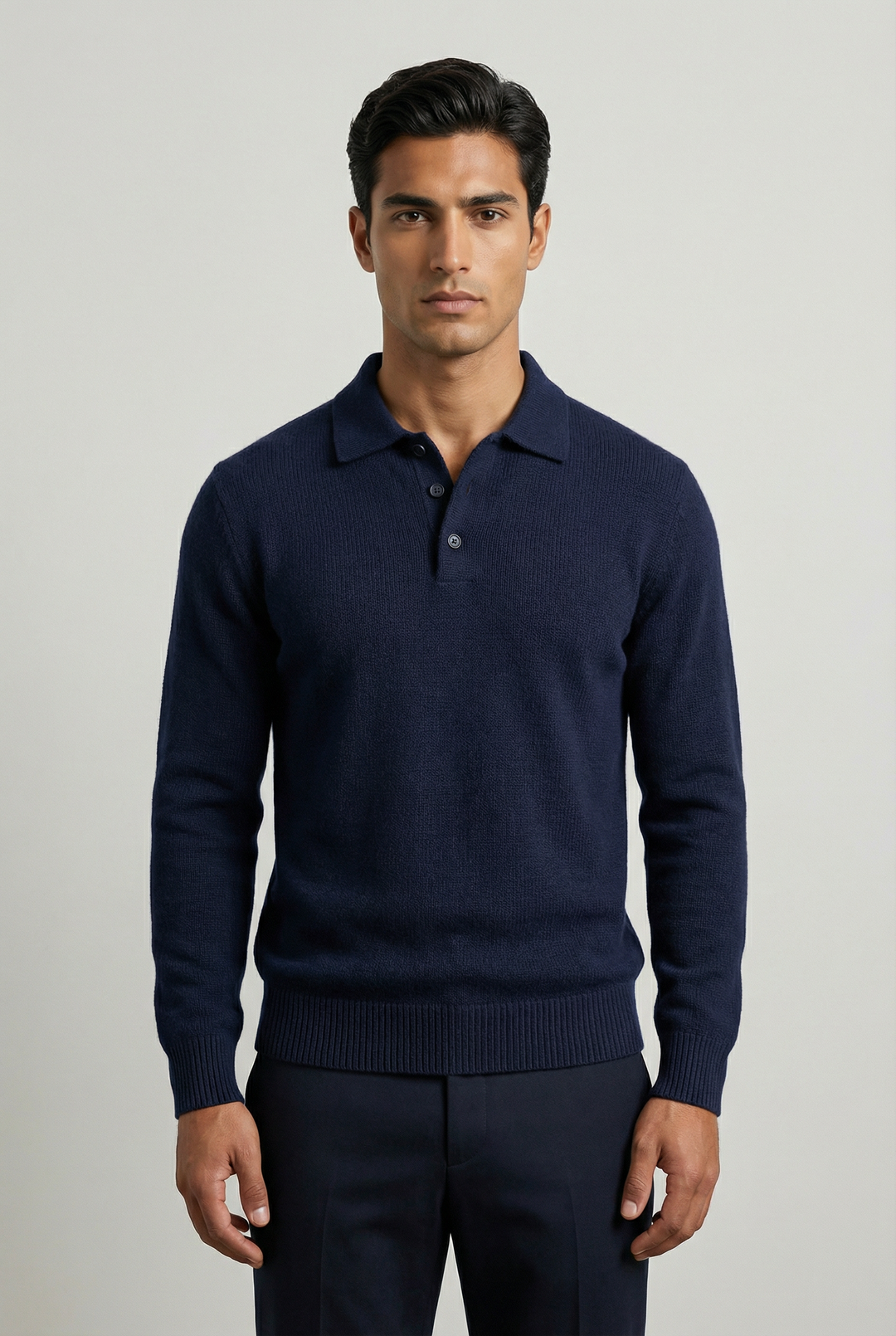 Men's Textured Knit Polo Jumper in a Relaxed Fit