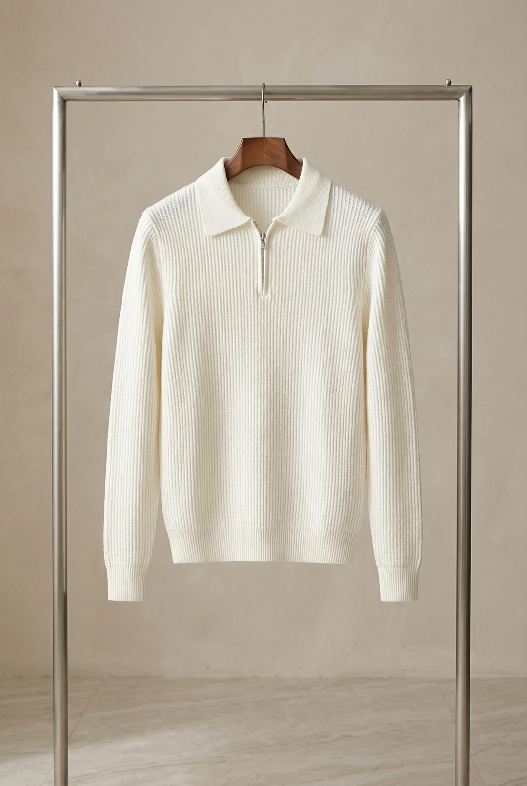 Men's Waffle Knit Quarter Zip Sweater in Fitted Silhouette