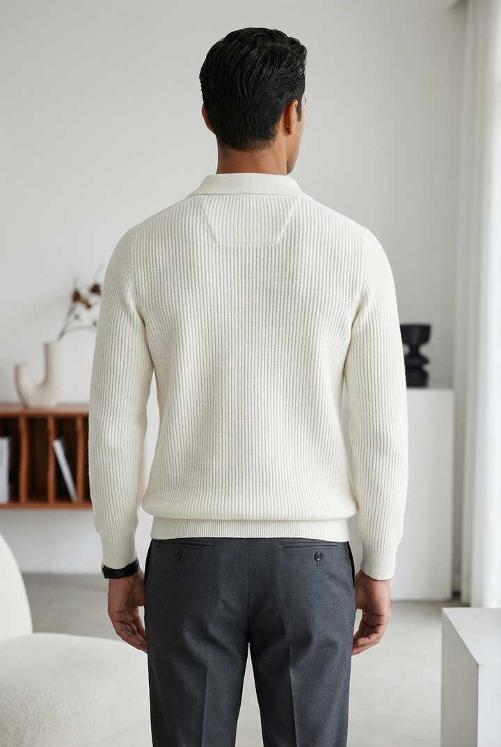 Men's Waffle Knit Quarter Zip Sweater in Fitted Silhouette