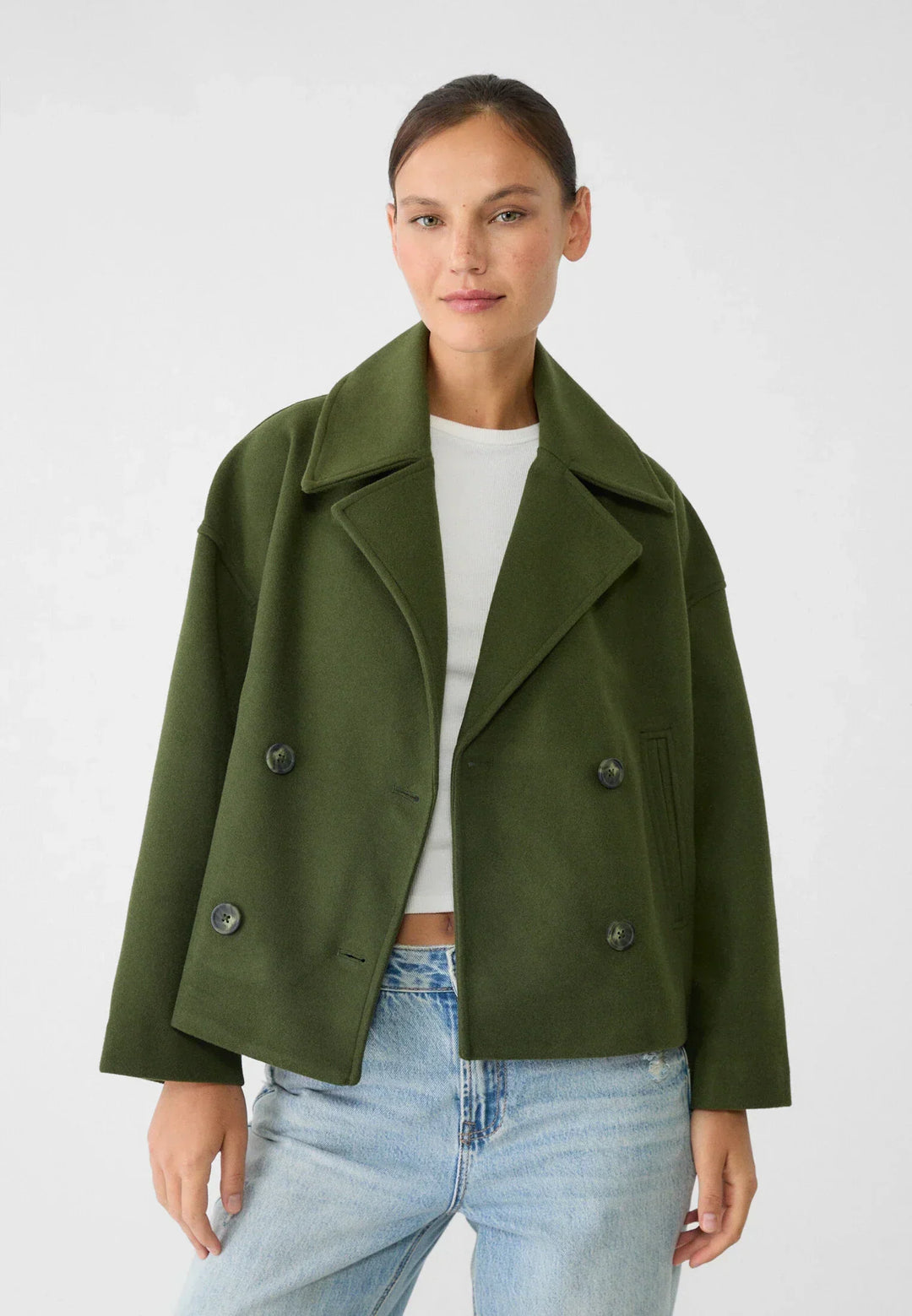 Women's Double-Breasted Short Jacket in Oversized Fit