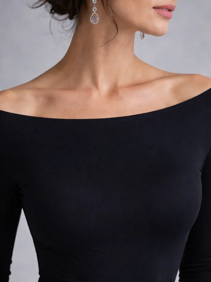 Women's Boat Neck Maxi Dress with Waist Draping