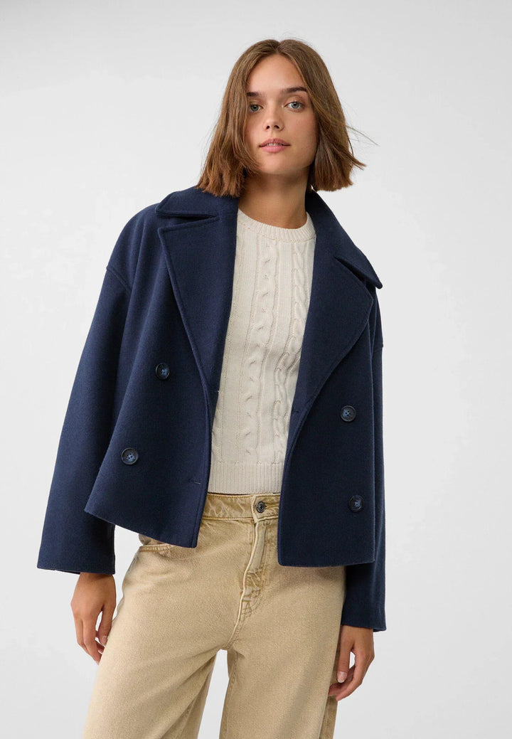 Women's Double-Breasted Short Jacket in Oversized Fit
