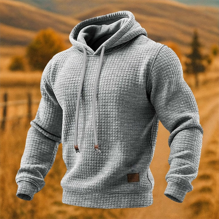 Men's Waffle Knit Hoodie with Adjustable Hood
