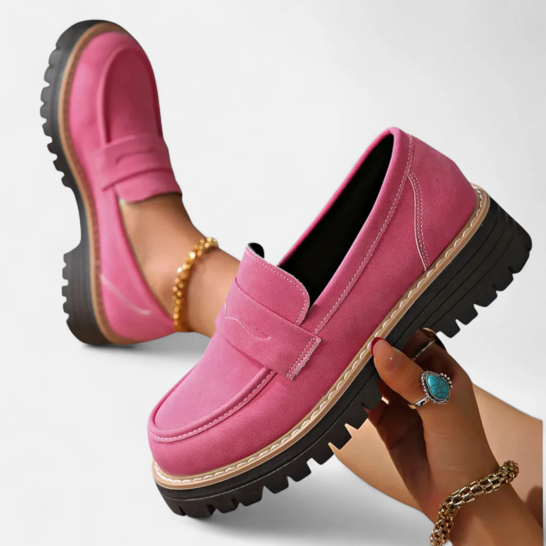 Women's Block Heel Penny Loafers with Soft Footbed