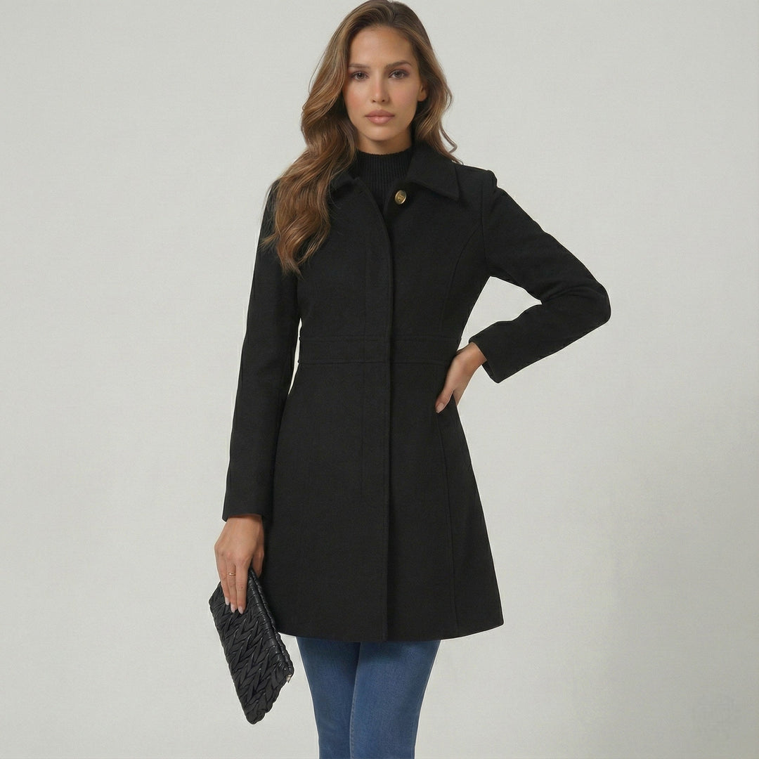 Women's Tailored A-Line Coat with Button Placket