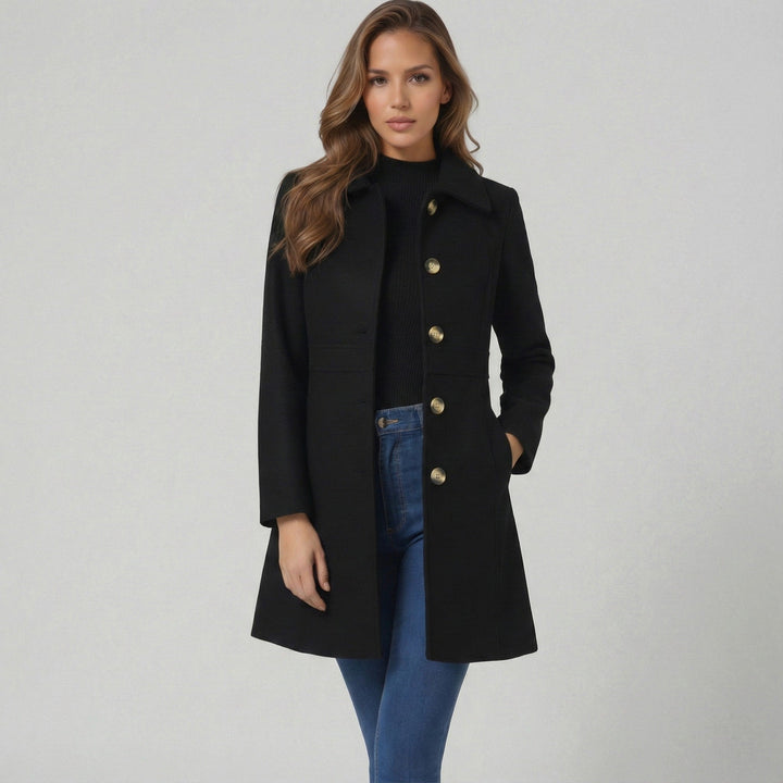 Women's Tailored A-Line Coat with Button Placket