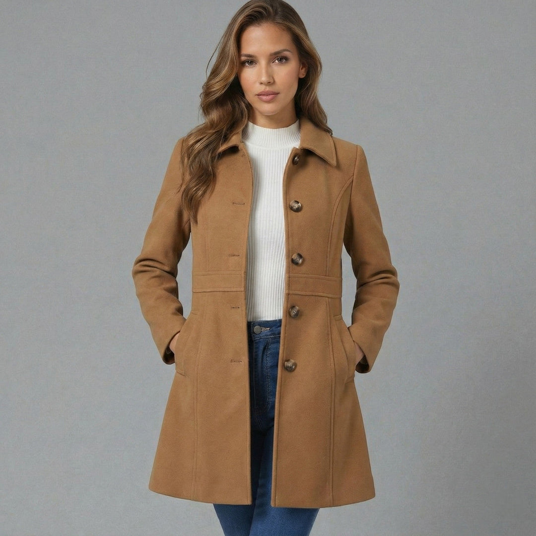 Women's Tailored A-Line Coat with Button Placket