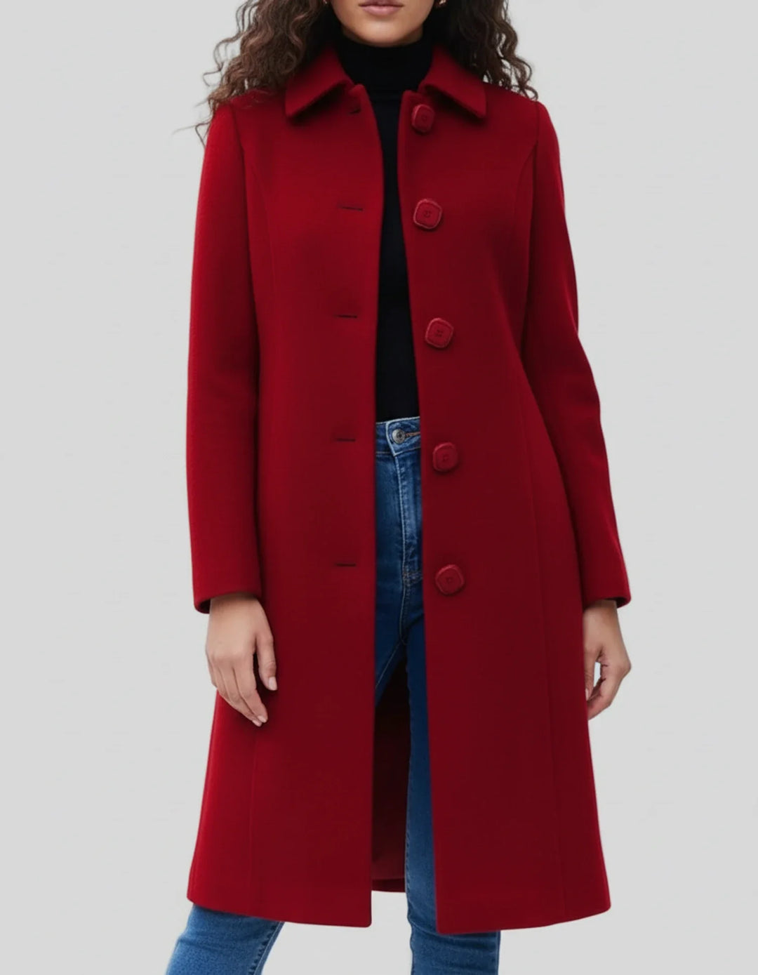 Women's Single Breasted Winter Trench Coat with Classic Collar