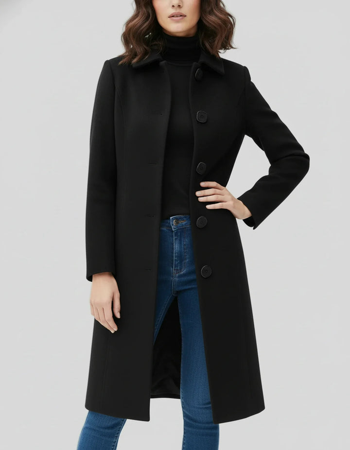 Women's Single Breasted Winter Trench Coat with Classic Collar