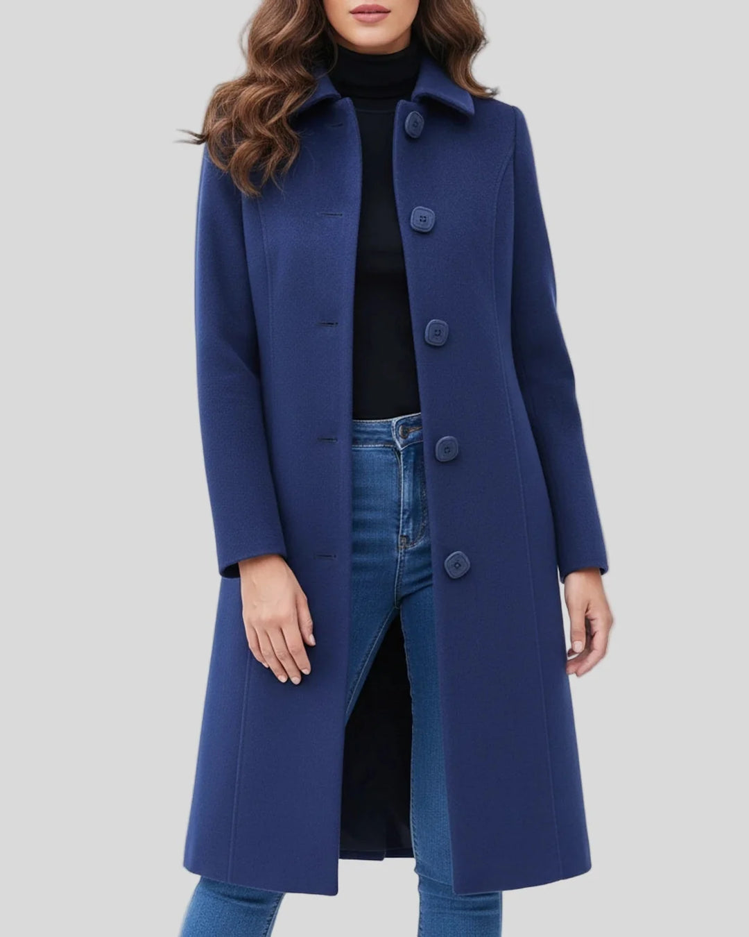 Women's Single Breasted Winter Trench Coat with Classic Collar