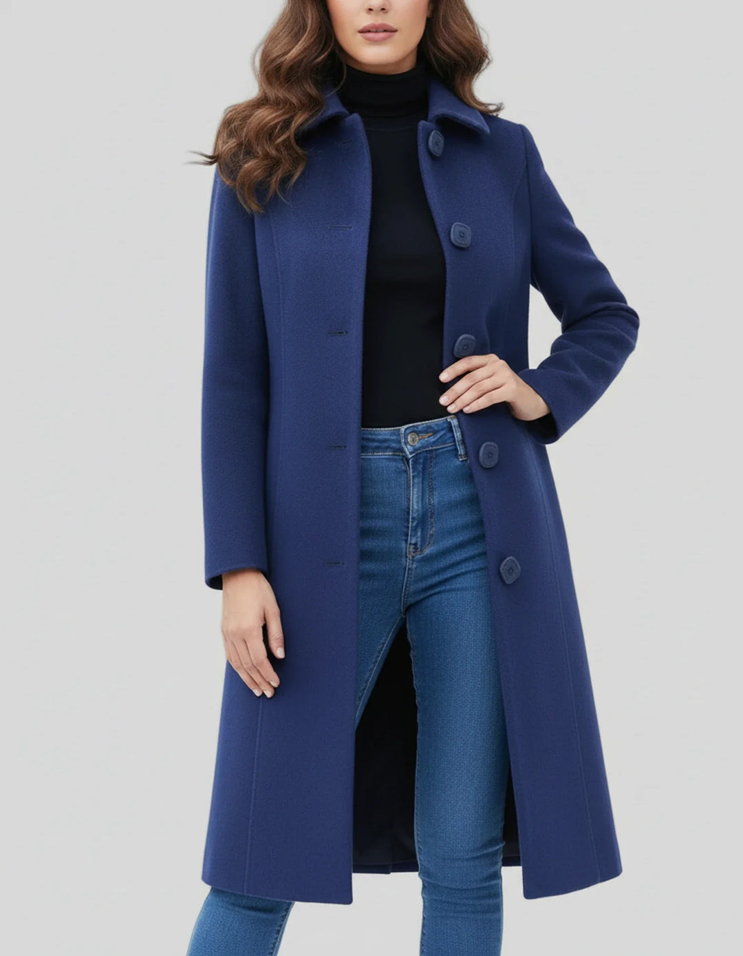 Women's Single Breasted Winter Trench Coat with Classic Collar