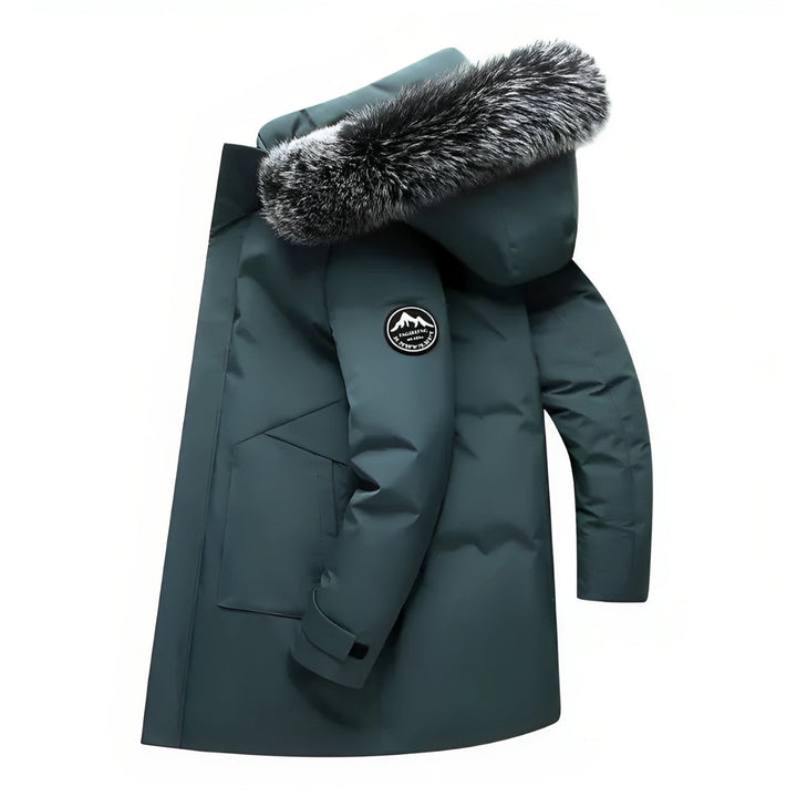 Men's Water-Repellent Winter Parka Jacket with Fur Hood