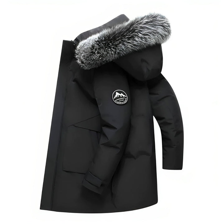 Men's Water-Repellent Winter Parka Jacket with Fur Hood