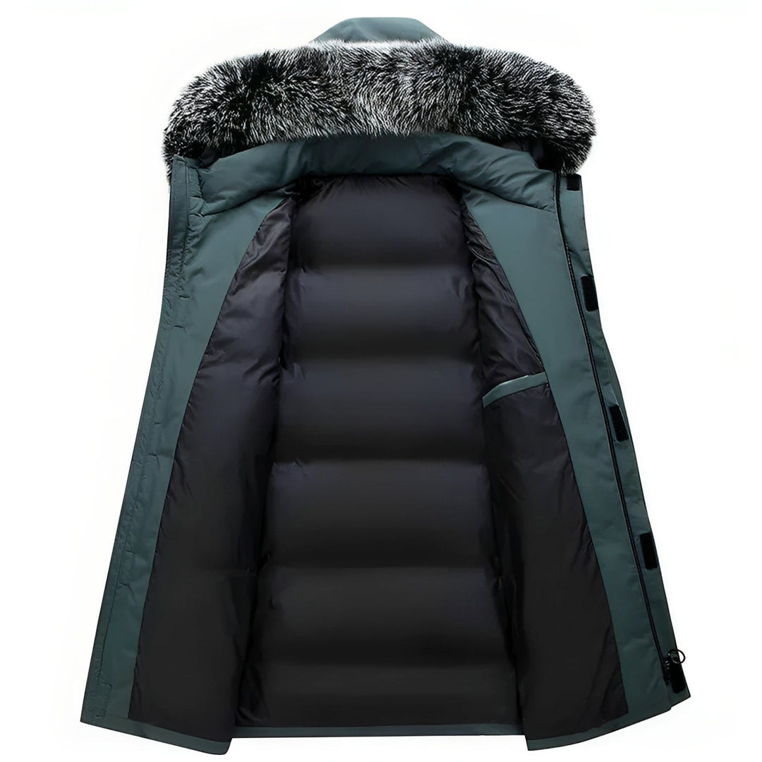 Men's Water-Repellent Winter Parka Jacket with Fur Hood