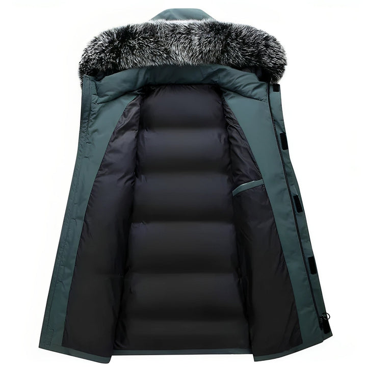 Men's Water-Repellent Winter Parka Jacket with Fur Hood