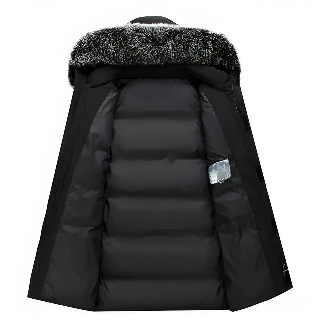 Men's Water-Repellent Winter Parka Jacket with Fur Hood