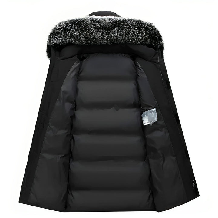 Men's Water-Repellent Winter Parka Jacket with Fur Hood