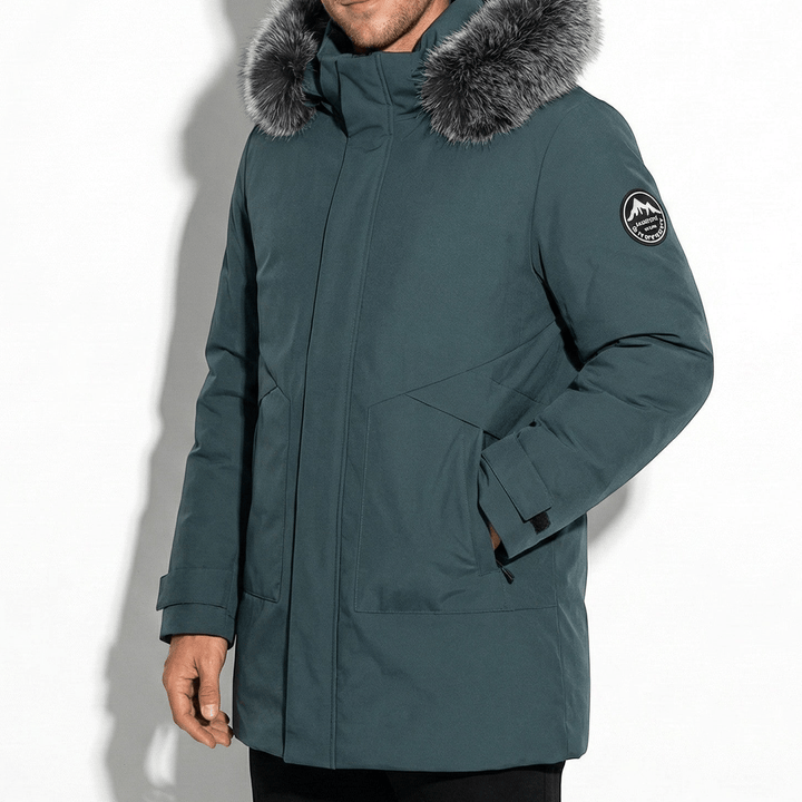 Men's Water-Repellent Winter Parka Jacket with Fur Hood