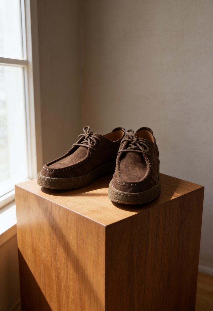 Men's Suede Moccasin Shoes with Crepe Sole