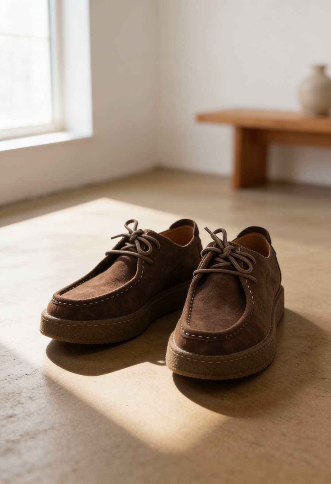 Men's Suede Moccasin Shoes with Crepe Sole