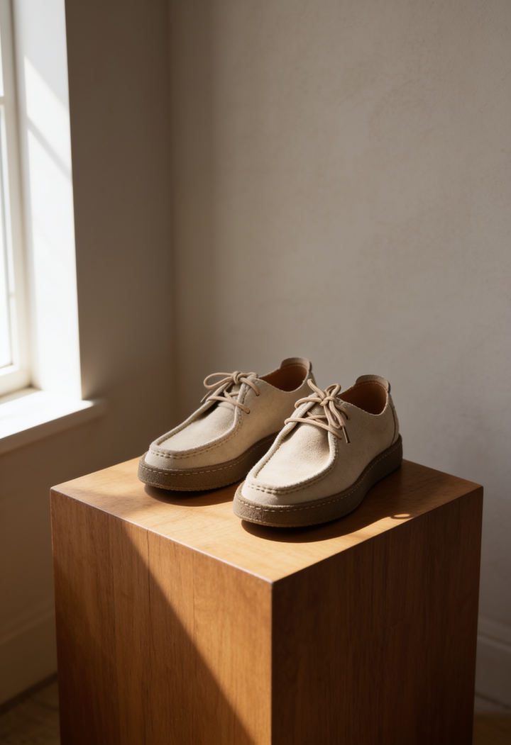 Men's Suede Moccasin Shoes with Crepe Sole