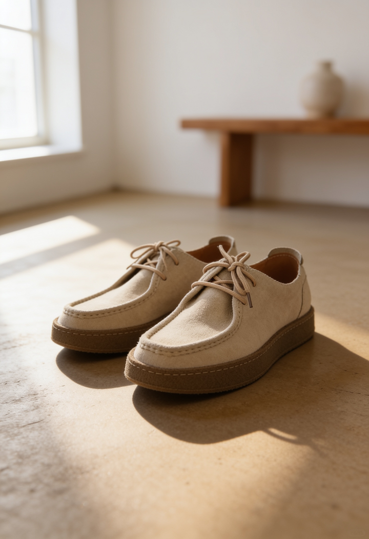 Men's Suede Moccasin Shoes with Crepe Sole