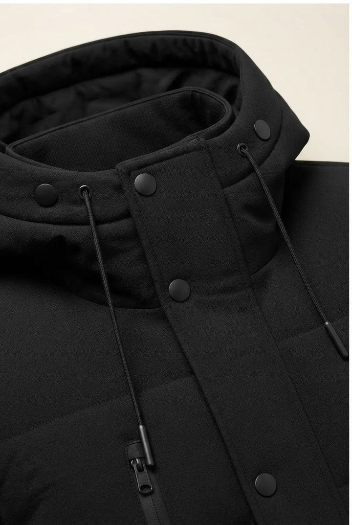 Men's Water-Resistant Longline Puffer Jacket with Hood