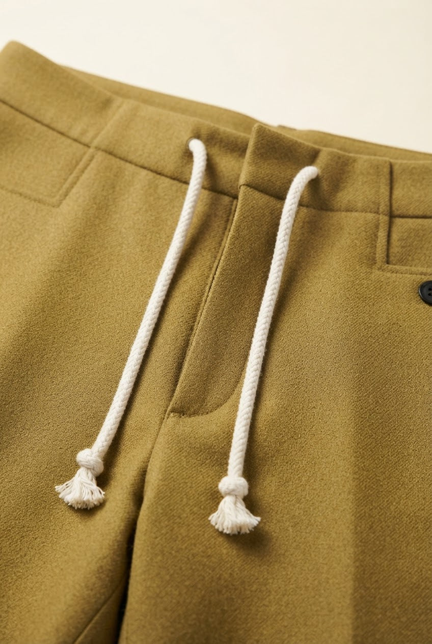 Men's Wide Leg Drawstring Trousers with Tapered Ankle